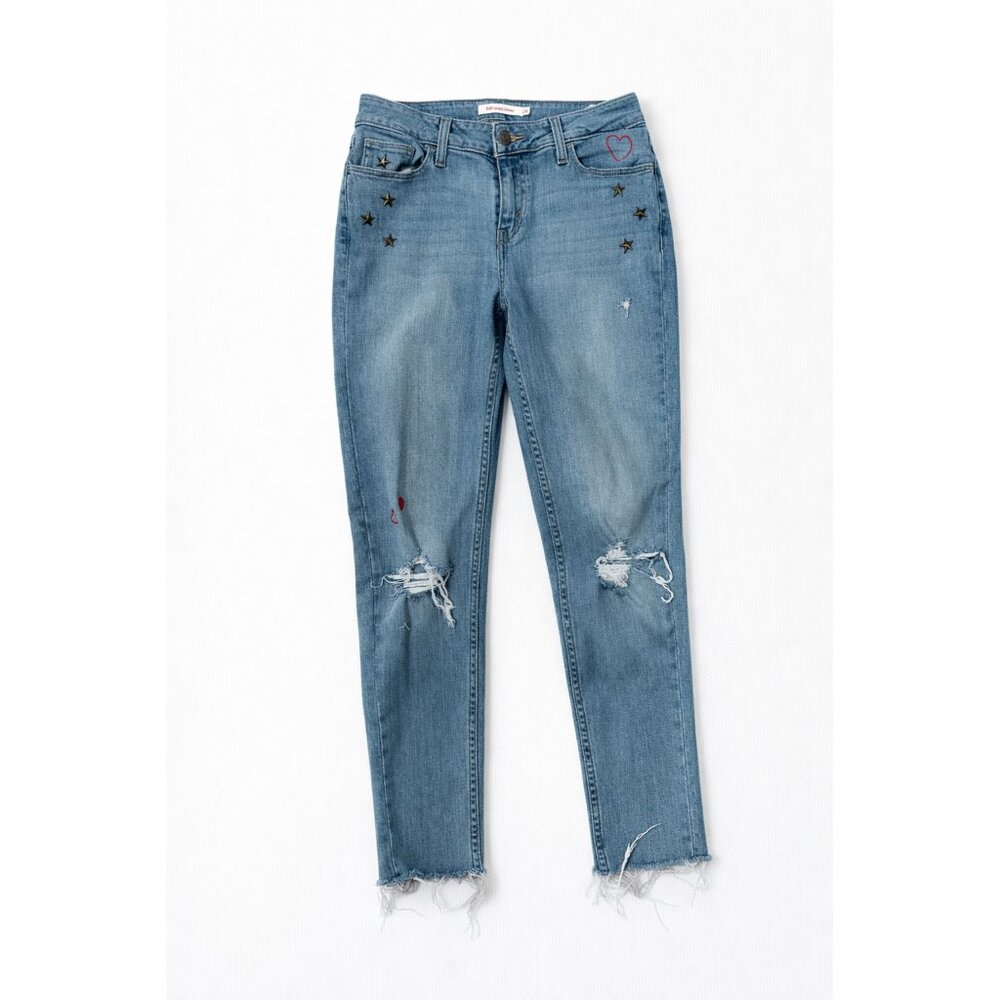 Levi’s 535 Super Skinny Jeans - Size 28 | Distressed w/ Star Studs & Embroidery